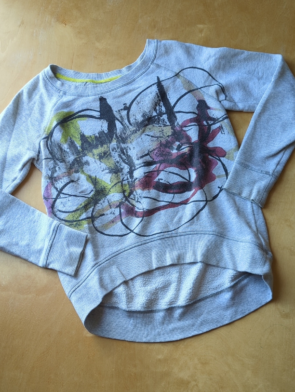 Light Gray Sweatshirt with Abstract Multicolor Print